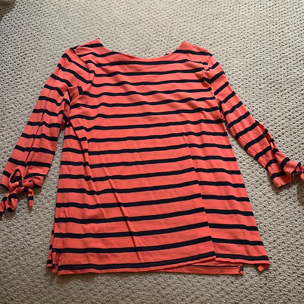 Old Navy Coral and Navy Stripped 3/4 Sleeves